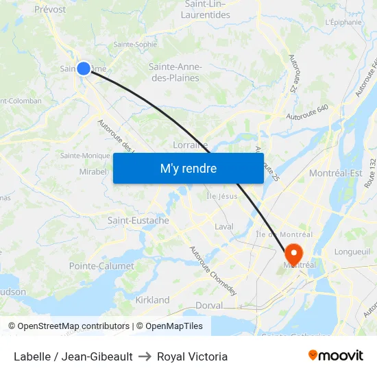 Labelle / Jean-Gibeault to Royal Victoria map