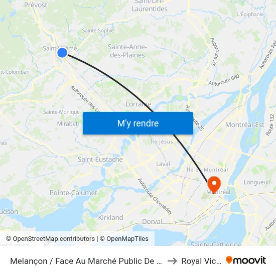 Melançon / Face Au Marché Public De Saint-Jérôme to Royal Victoria map