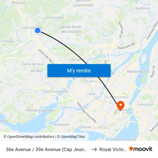 36e Avenue / 39e Avenue (Cap Jeunesse) to Royal Victoria map