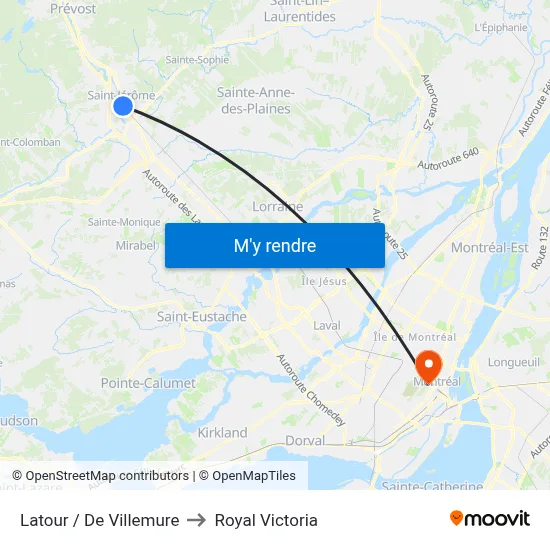 Latour / De Villemure to Royal Victoria map