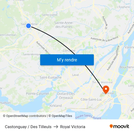 Castonguay / Des Tilleuls to Royal Victoria map