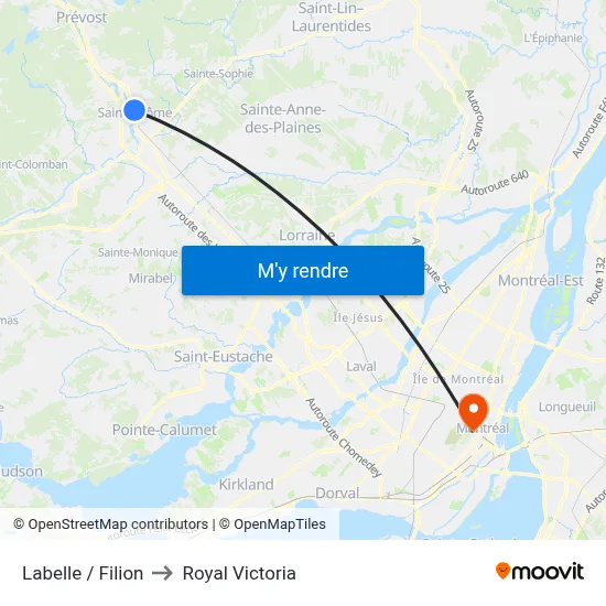 Labelle / Filion to Royal Victoria map