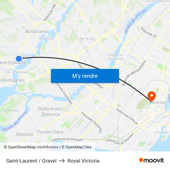 Saint-Laurent / Gravel to Royal Victoria map