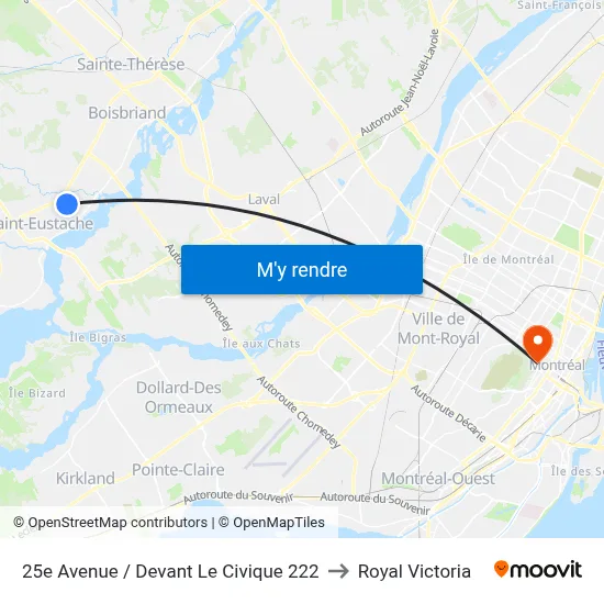 25e Avenue / Devant Le Civique 222 to Royal Victoria map