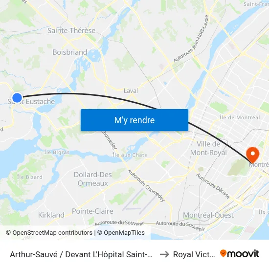 Arthur-Sauvé / Devant L'Hôpital Saint-Eustache to Royal Victoria map