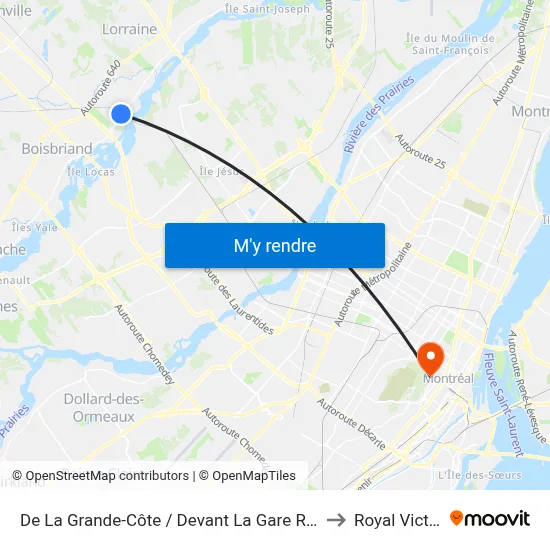 De La Grande-Côte / Devant La Gare Rosemère to Royal Victoria map