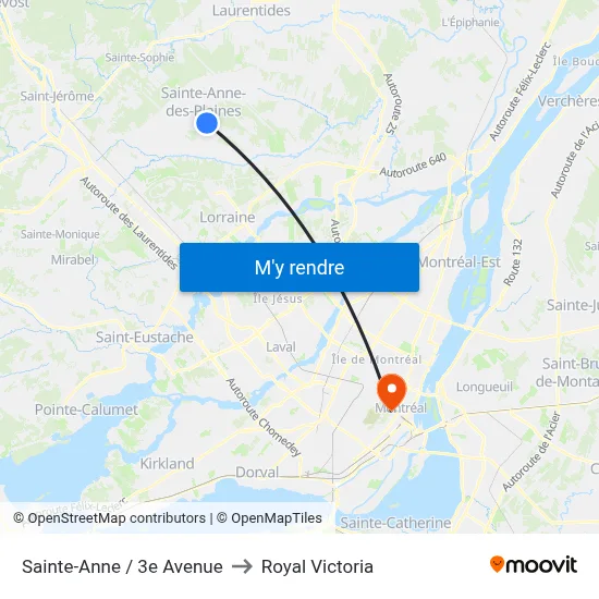 Sainte-Anne / 3e Avenue to Royal Victoria map