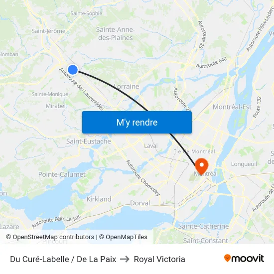 Du Curé-Labelle / De La Paix to Royal Victoria map