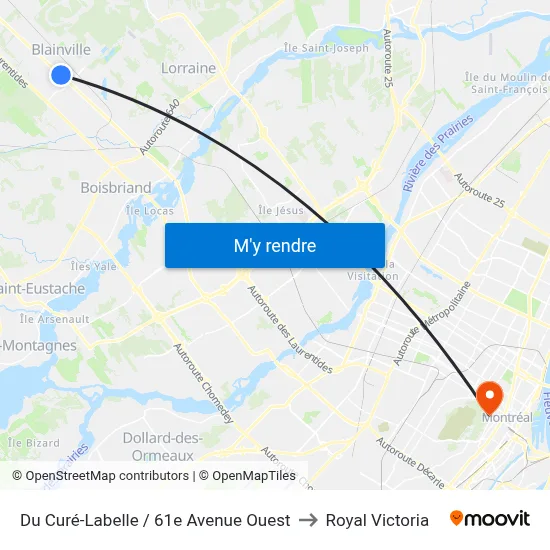Du Curé-Labelle / 61e Avenue Ouest to Royal Victoria map