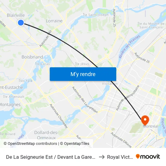 De La Seigneurie Est / Devant La Gare Blainville to Royal Victoria map