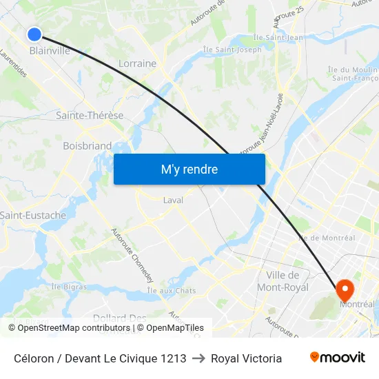 Céloron / Devant Le Civique 1213 to Royal Victoria map