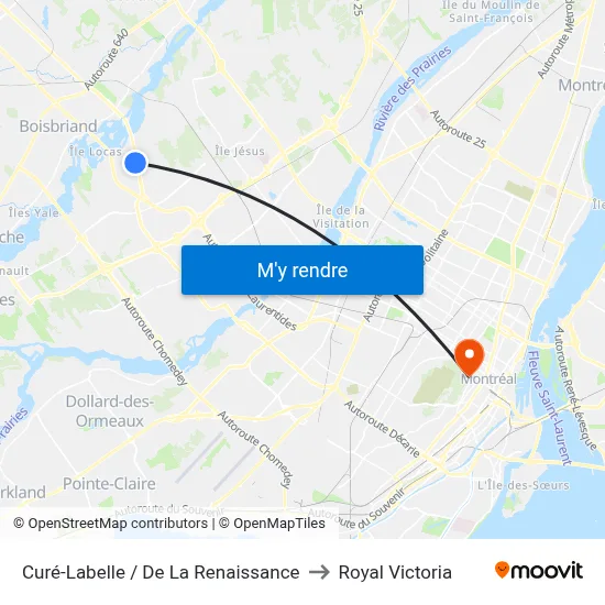 Curé-Labelle / De La Renaissance to Royal Victoria map