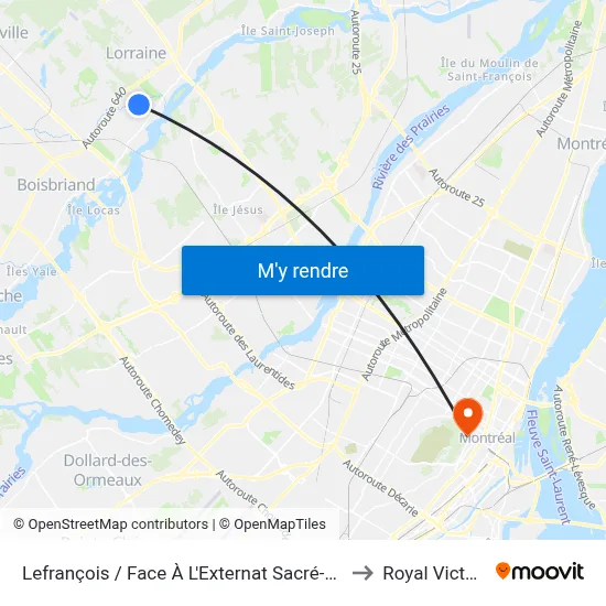 Lefrançois / Face À L'Externat Sacré-Coeur to Royal Victoria map