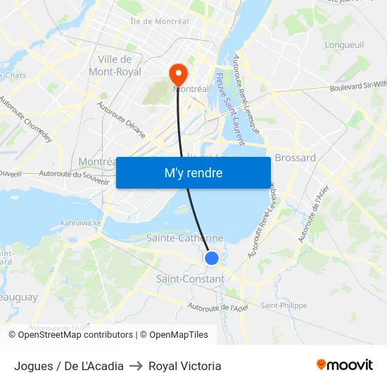 Jogues / De L'Acadia to Royal Victoria map