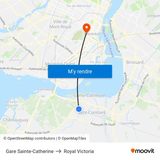 Gare Sainte-Catherine to Royal Victoria map