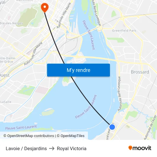 Lavoie / Desjardins to Royal Victoria map