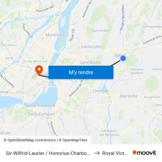 Sir-Wilfrid-Laurier / Honorius-Charbonneau to Royal Victoria map