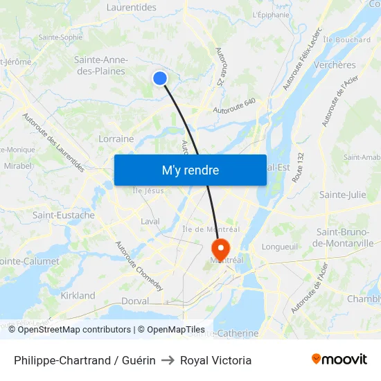 Philippe-Chartrand / Guérin to Royal Victoria map