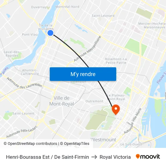 Henri-Bourassa Est / De Saint-Firmin to Royal Victoria map
