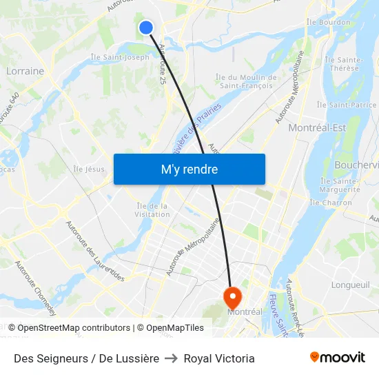 Des Seigneurs / De Lussière to Royal Victoria map