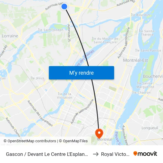 Gascon / Devant Le Centre L'Esplanade to Royal Victoria map