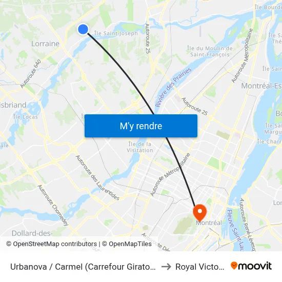 Urbanova / Carmel (Carrefour Giratoire) to Royal Victoria map