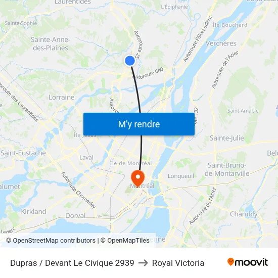 Dupras / Devant Le Civique 2939 to Royal Victoria map