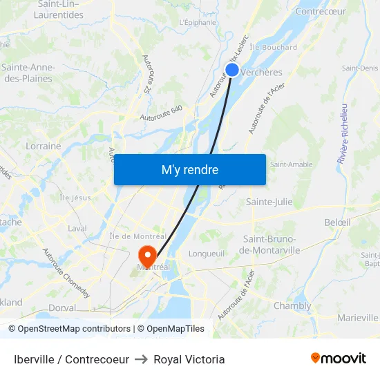 Iberville / Contrecoeur to Royal Victoria map
