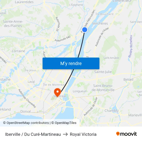Iberville / Du Curé-Martineau to Royal Victoria map