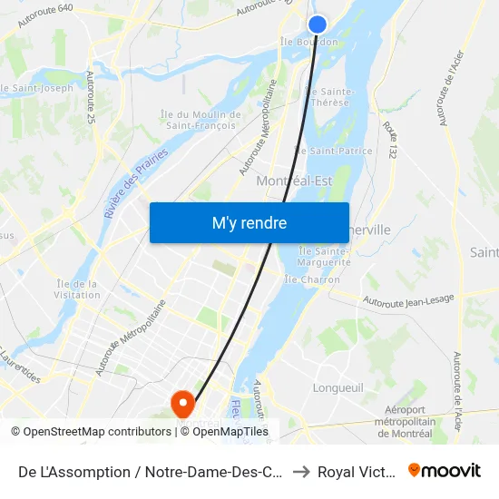 De L'Assomption / Notre-Dame-Des-Champs to Royal Victoria map