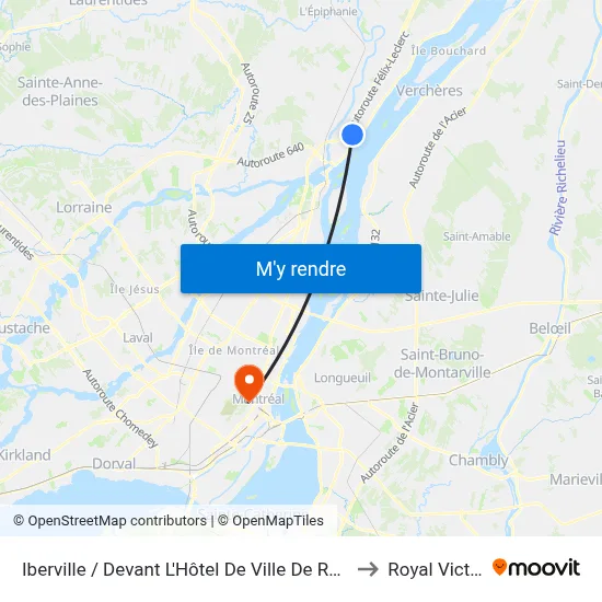 Iberville / Devant L'Hôtel De Ville De Repentigny to Royal Victoria map
