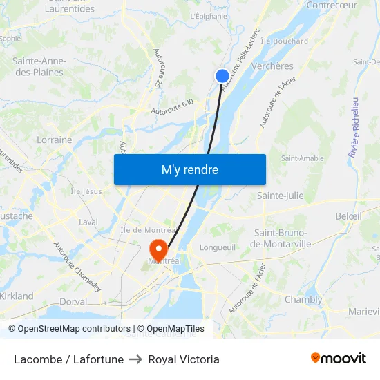 Lacombe / Lafortune to Royal Victoria map
