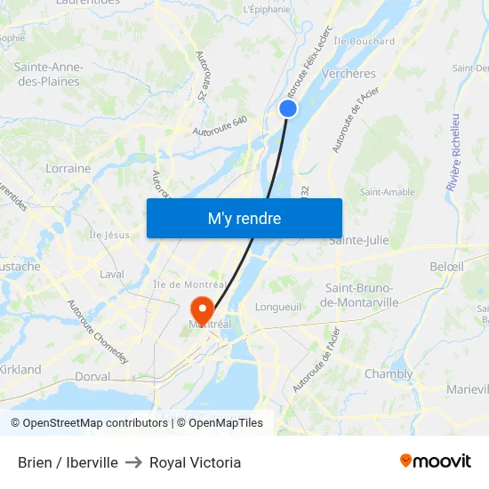 Brien / Iberville to Royal Victoria map