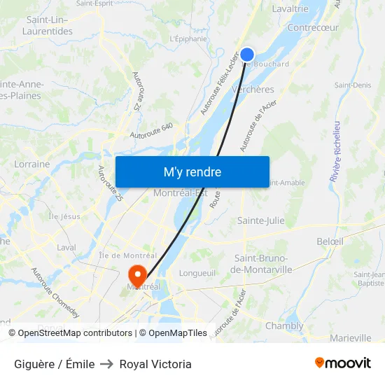 Giguère  / Émile to Royal Victoria map