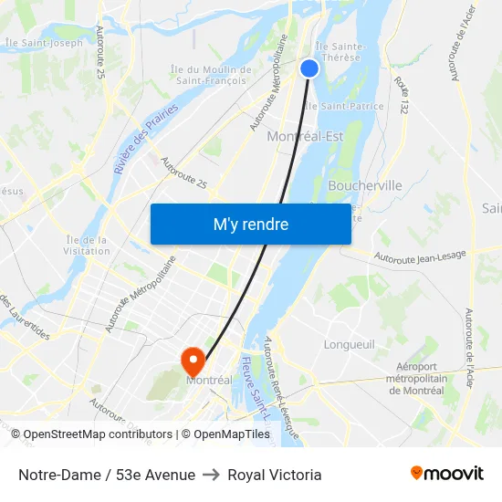 Notre-Dame / 53e Avenue to Royal Victoria map