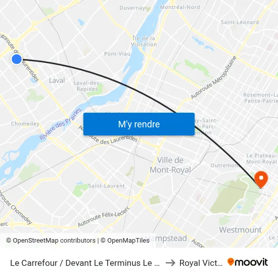 Le Carrefour / Devant Le Terminus Le Carrefour to Royal Victoria map