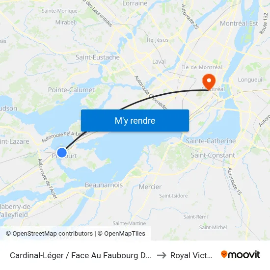 Cardinal-Léger / Face Au Faubourg De L'Île to Royal Victoria map