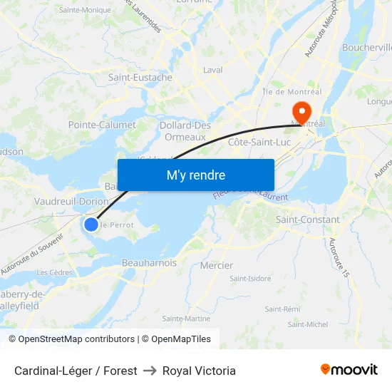 Cardinal-Léger / Forest to Royal Victoria map