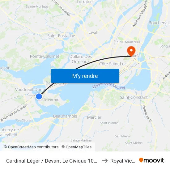 Cardinal-Léger / Devant Le Civique 106 (Tabagie) to Royal Victoria map