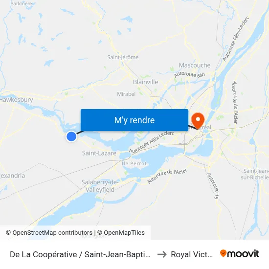 De La Coopérative / Saint-Jean-Baptiste Est to Royal Victoria map