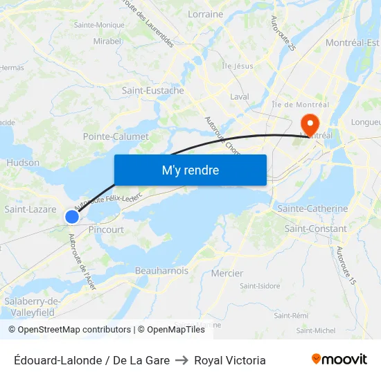 Édouard-Lalonde / De La Gare to Royal Victoria map