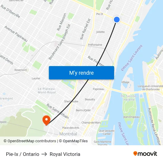 Pie-Ix / Ontario to Royal Victoria map
