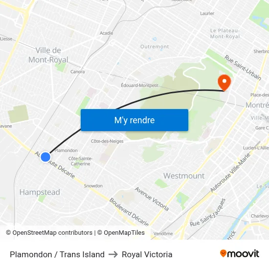 Plamondon / Trans Island to Royal Victoria map