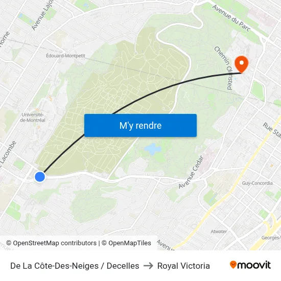 De La Côte-Des-Neiges / Decelles to Royal Victoria map