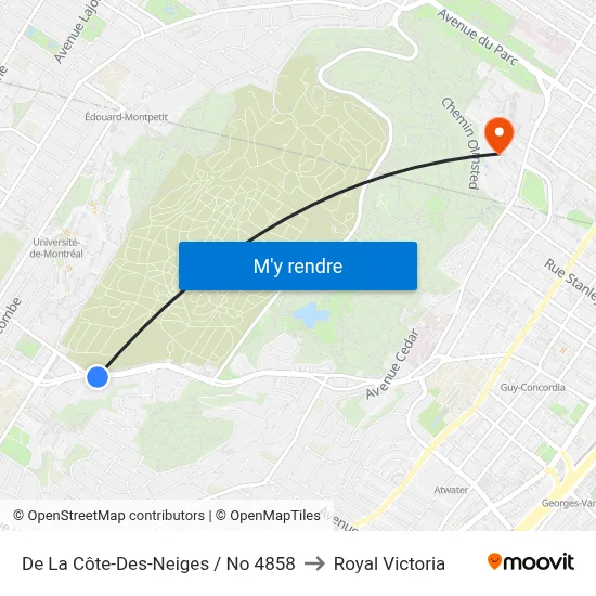De La Côte-Des-Neiges / No 4858 to Royal Victoria map
