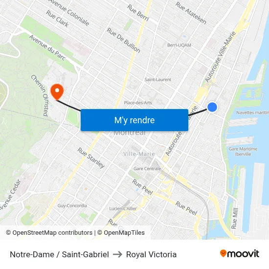Notre-Dame / Saint-Gabriel to Royal Victoria map