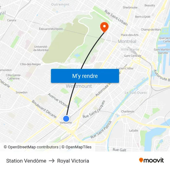 Station Vendôme to Royal Victoria map