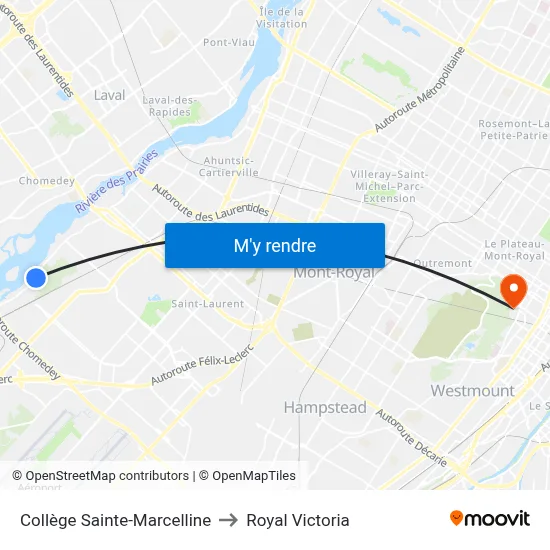 Collège Sainte-Marcelline to Royal Victoria map