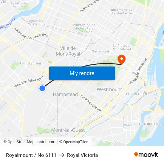 Royalmount / No 6111 to Royal Victoria map