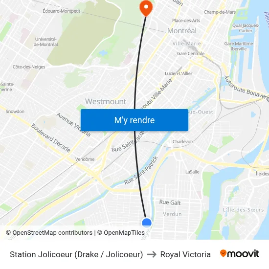 Station Jolicoeur (Drake / Jolicoeur) to Royal Victoria map